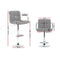 Artiss 4x Bar Stools Fabric Gas Lift w/Armrest Grey