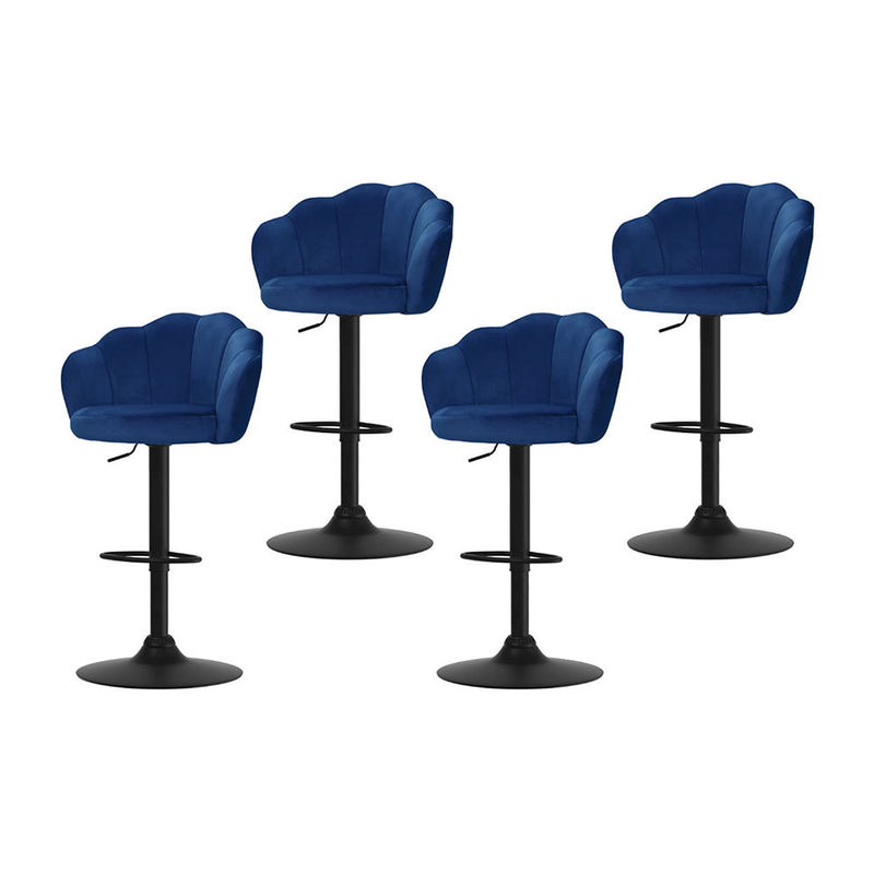 Artiss 4x Bar Stools Gas Lift Velvet Blue