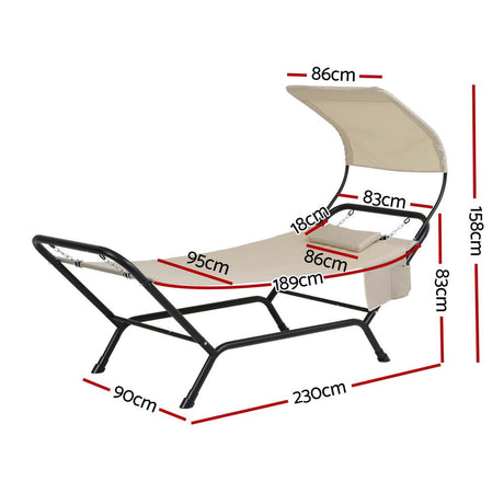 Gardeon Hammock Bed w/ Stand Sun Lounge Chair Beige