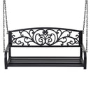 Gardeon Outdoor Porch Swing Chair Patio Furniture Floral Backrest 2 Seater Black