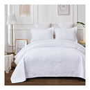 Antique White 100% Cotton Quilted 3 pcs Bedspread Coverlet Set King Single