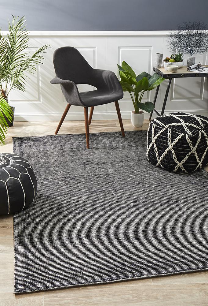 Allure Black Cotton Rayon Rug by Rug Culture - 280X190CM