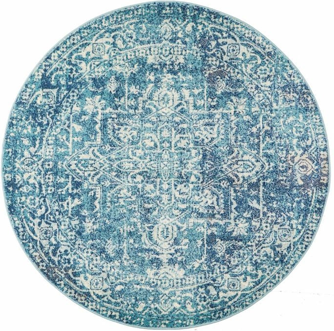 Evoke 253 Blue Round by Rug Culture -150X150CM - ROUND