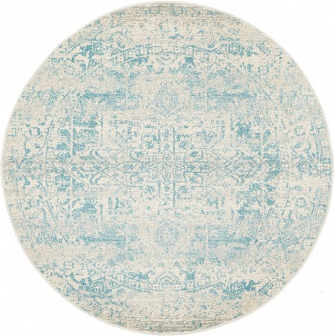 Evoke 253 White Blue Round by Rug Culture -240X240CM - ROUND