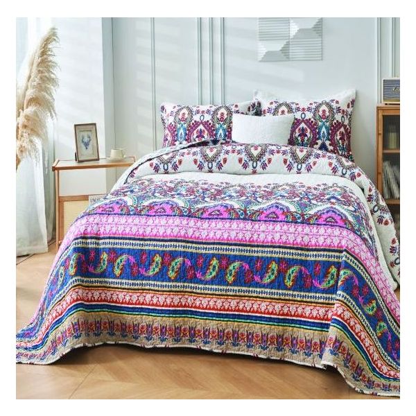 St Clair 100% Cotton Quilted 2 pcs Bedspread Coverlet Set King Single