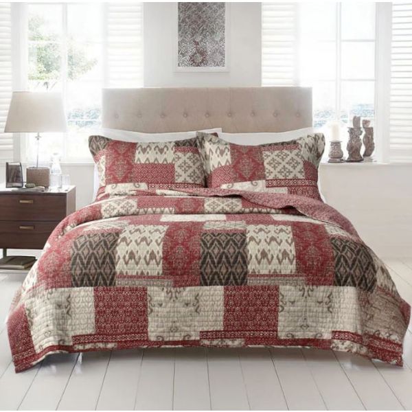 Aberdeen 100% Cotton Quilted 3 pcs Bedspread Coverlet Set Queen