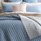 Diamante Vintage Stone Washed Cotton Reversible Quilted Blue Coverlet Set by Renee Taylor