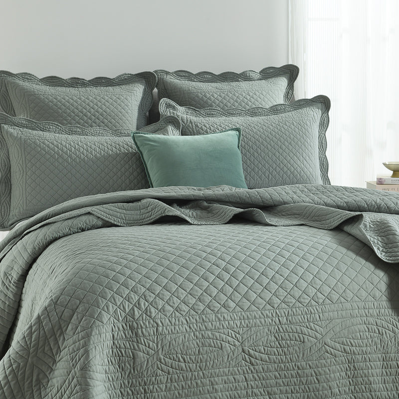 Scallop Jacquard Juniper Coverlet Set by Renee Taylor