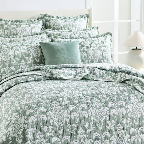 Tahlia Jacquard Jade Coverlet Set by Renee Taylor