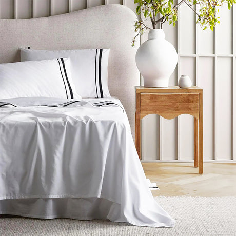 Cloud 1000 TC Egyptian Cotton White Charcoal Deep King Sheet sets by Renee Taylor