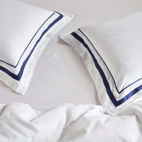 Cloud 1000 TC Egyptian Cotton White Navy King Quilt Cover Sets by Renee Taylor