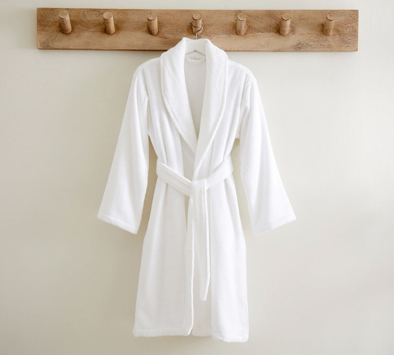 Chalet Quick Dry Terry Cotton White Small/ Medium Bath Robes by Renee Taylor