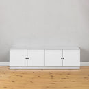 BUCHAREST TV UNIT- WHITE - HAMPTONS - ROUND BLACK