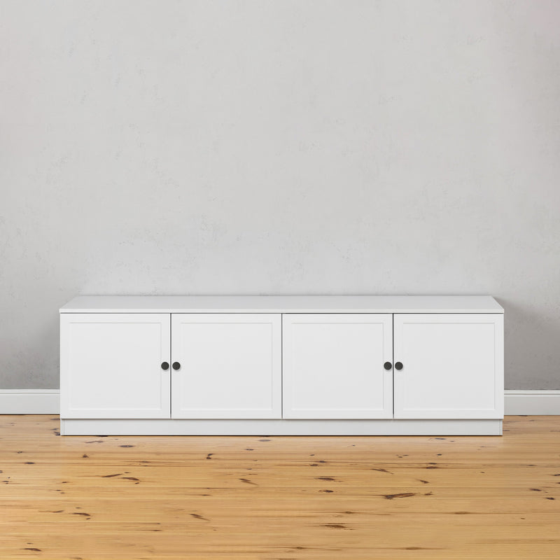 BUCHAREST TV UNIT- WHITE - HAMPTONS - ROUND BLACK