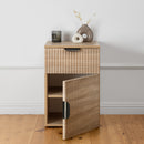 PORTO BEDSIDE TABLE - NATURAL OAK - FLUTED - PULL BLACK