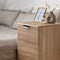 PORTO BEDSIDE TABLE - NATURAL OAK - FLUTED - PULL BLACK