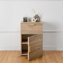 PORTO BEDSIDE TABLE - NATURAL OAK - FLUTED - PULL BRASS