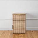 PORTO BEDSIDE TABLE - NATURAL OAK - FLUTED - PULL BRASS