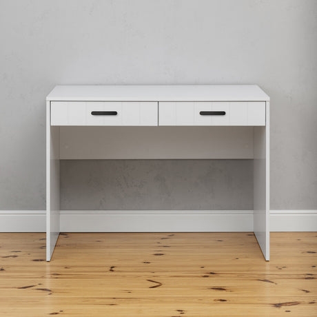 ODESSA DESK - WHITE - VJ PANEL - OVAL BLACK