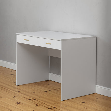 ODESSA DESK - WHITE - VJ PANEL - OVAL BRASS