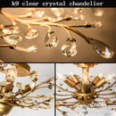 Crystal Chandelier Vintage, 5 Lights, Gold