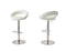 2 Curve Leather Barstools (White) w/ Adjustable Height, 78-99cm