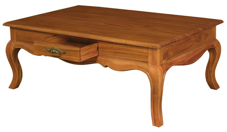 French Provincial 2 Drawer Coffee Table - Light Pecan