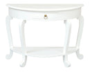 Emilie Cabriole Leg 1 Drawer Half Round Entry Table - White