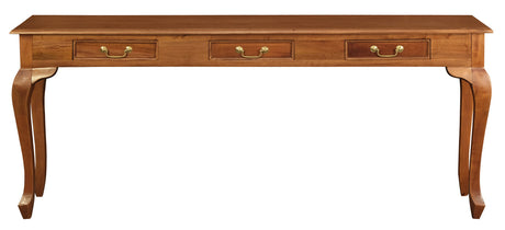 Queen Anne 3 Drawer Sofa Table - Light Pecan