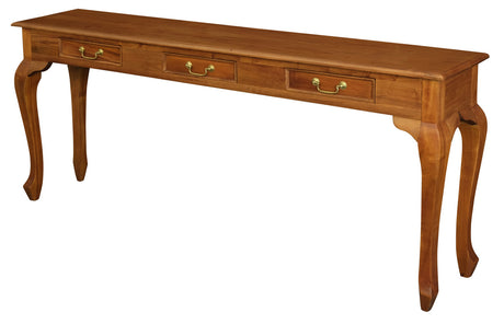 Queen Anne 3 Drawer Sofa Table - Light Pecan