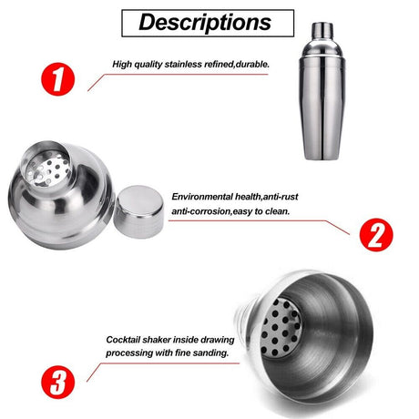 Boston Cocktail Shaker Set Maker Mixer Martini Spirit Bar Strainer Bartender Kit