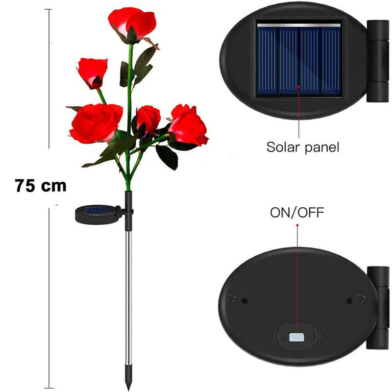 Red Bulk Solar Garden Lights 75cm Long Rose Flowers Yard Lamp Xmas Halloween Deco AU