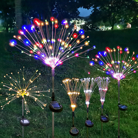 Colourful Fireworks 120 LED Fairy String Lights Starburst Solar Xmas Garden Night Lamp Hot NEW