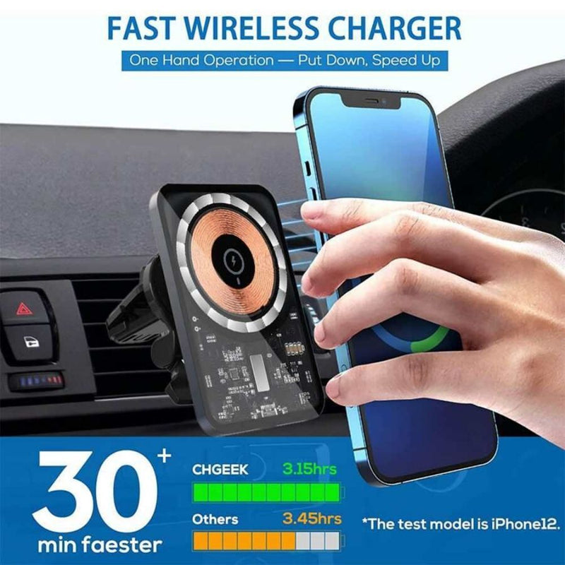 15W Magnetic Car Wireless Charger Phone Holder Mount MagSafe with Cyber ??Style