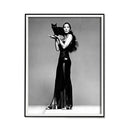 Wall Art 50cmx70cm Cher Music Black and White, Black Frame Canvas