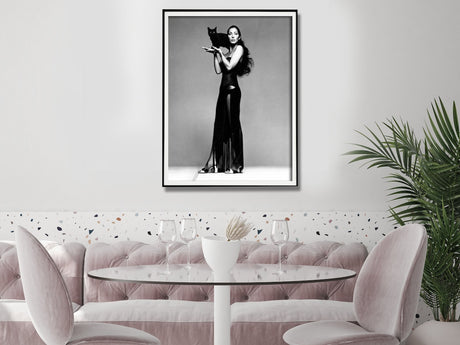 Wall Art 80cmx120cm Cher Music Black and White, Black Frame Canvas