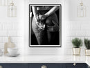 Wall Art 60cmx90cm Woman Drinking Wine In The Bar, Black Frame Canvas