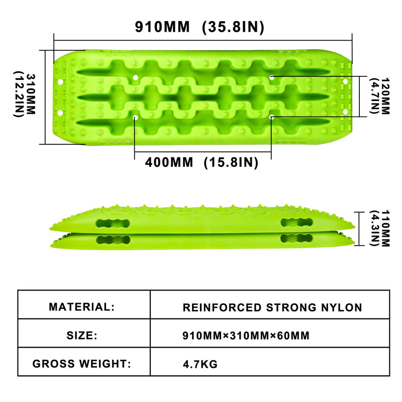 X-BULL Recovery Tracks Boards 10T 2PCS Truck Snow Mud 4WD Offroad Gen2.0 91cm Green