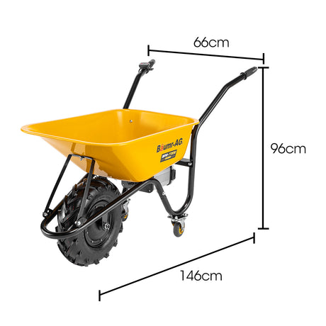 Baumr-AG 40V Battery Powered Wheelbarrow Motorised Electric, 80L Bucket Volume, 260kg Capacity