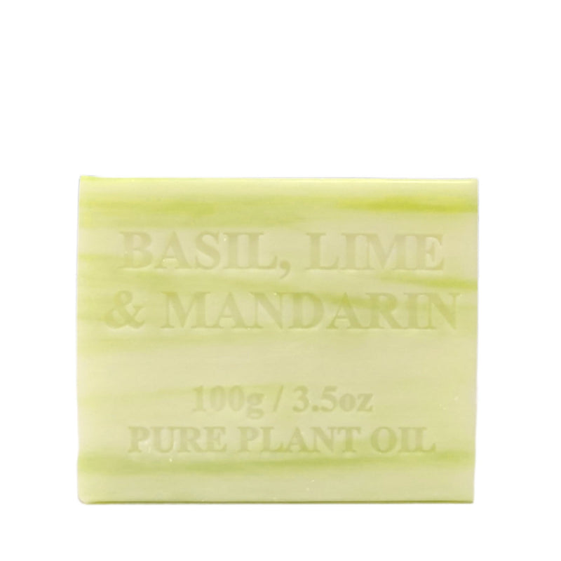 10x 100g Plant Oil Soap Basil Lime Mandarin Scent Pure Natural Vegetable Base Bar