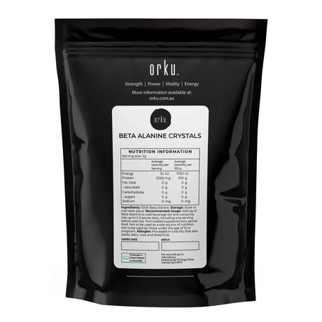 Orku 100g Beta Alanine Crystals - Pre Workout Lactic Acid Buffer Supplement