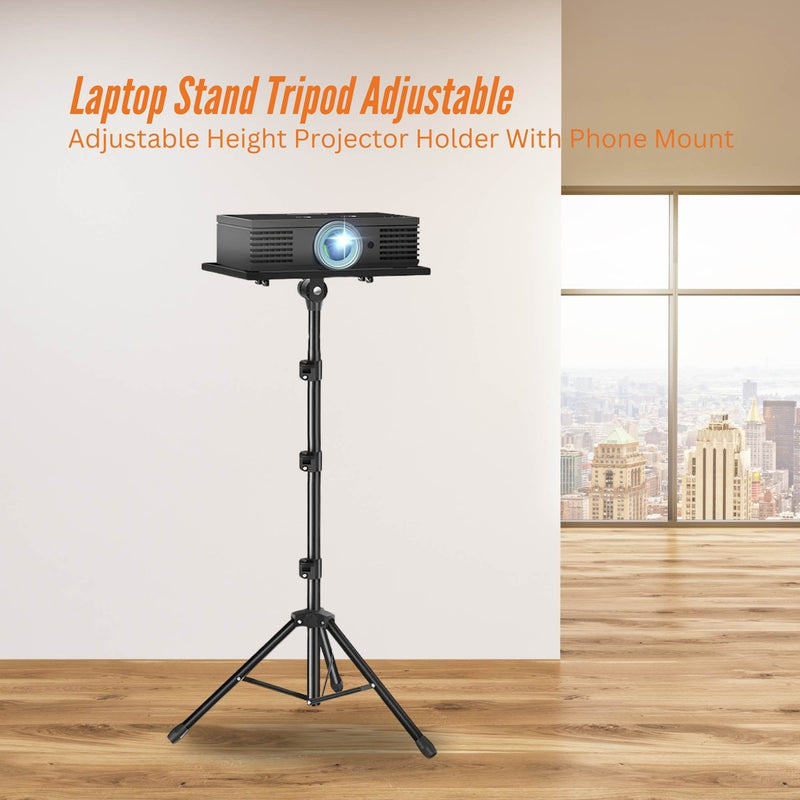 Laptop Stand Tripod - Adjustable Height Projector Holder With Phone Mount