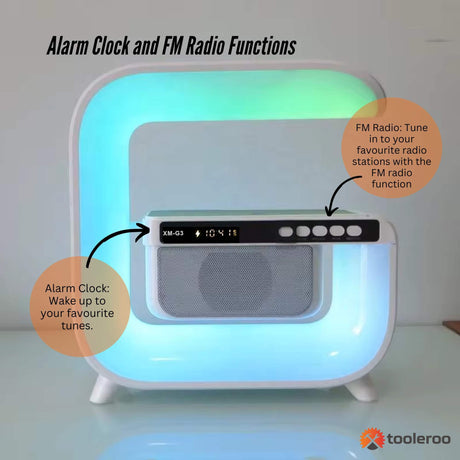 Bluetooth Rechargeable Speaker - Wireless Phone Charging LED Lamp Alarm Clock