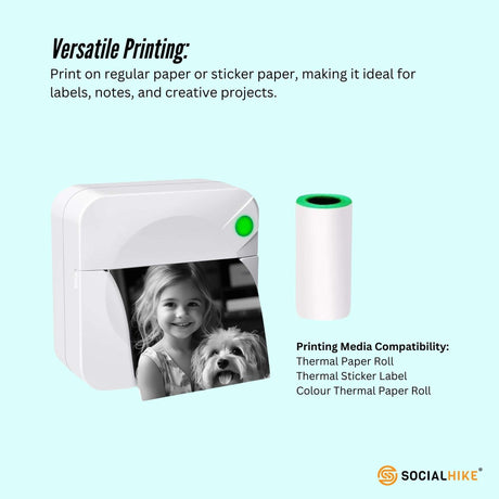 Portable Mini Printer White - Inkless Bluetooth Phone Pocket Thermal Printing