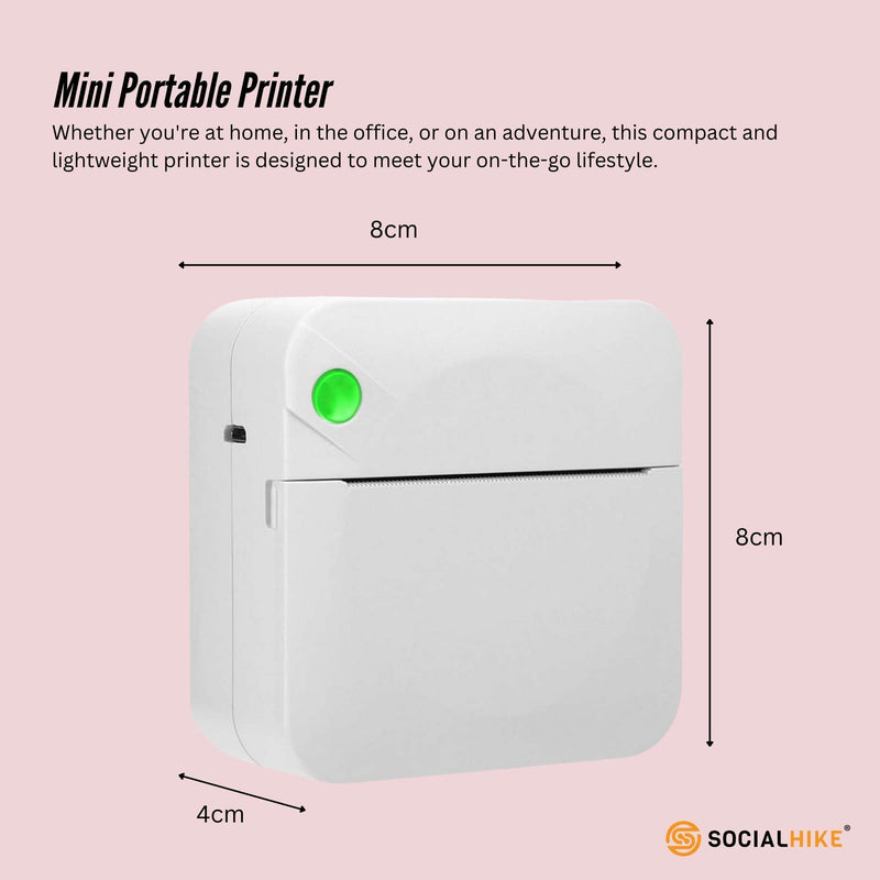 Portable Mini Printer White - Inkless Bluetooth Phone Pocket Thermal Printing