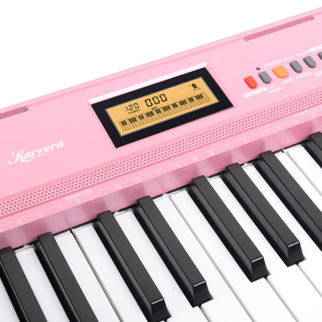 Karrera 61-Key Electronic Keyboard with LCD and Touch Response in Pink CHJ-291