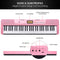 Karrera 61-Key Electronic Keyboard with LCD and Touch Response in Pink CHJ-291