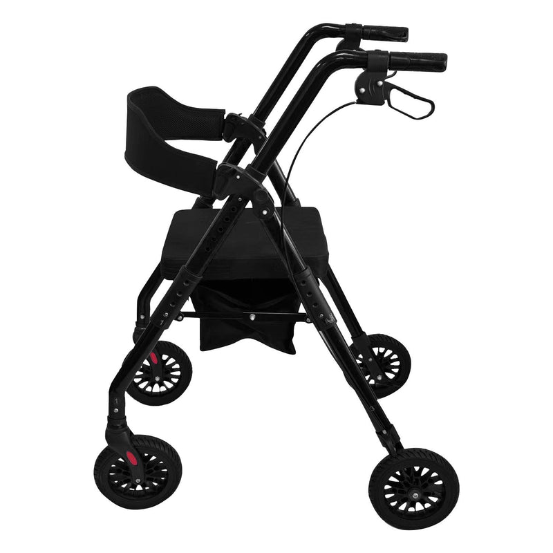 Orthonica Foldable Mobility Steel Rollator 136kg Max Capacity Black