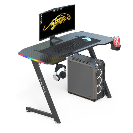 120cm New Arrive Computer Table Z Shaped Gaming Desk With RGB Led Lights Gaming Tables