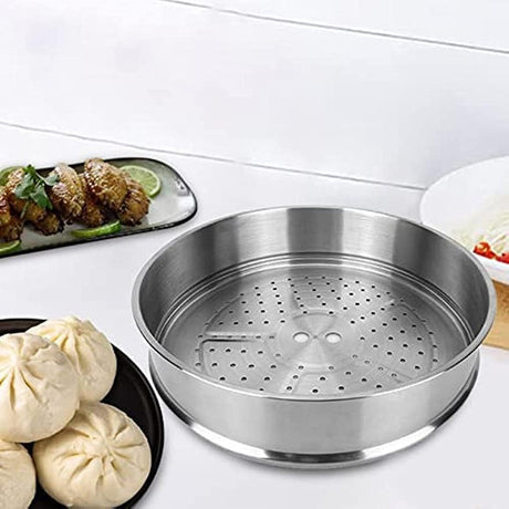 Housoutile 32cm Wok Steamer Dumpling Steamer Steaming Basket for Pot Dedicated Silver Accessories Stainless Steel Basket